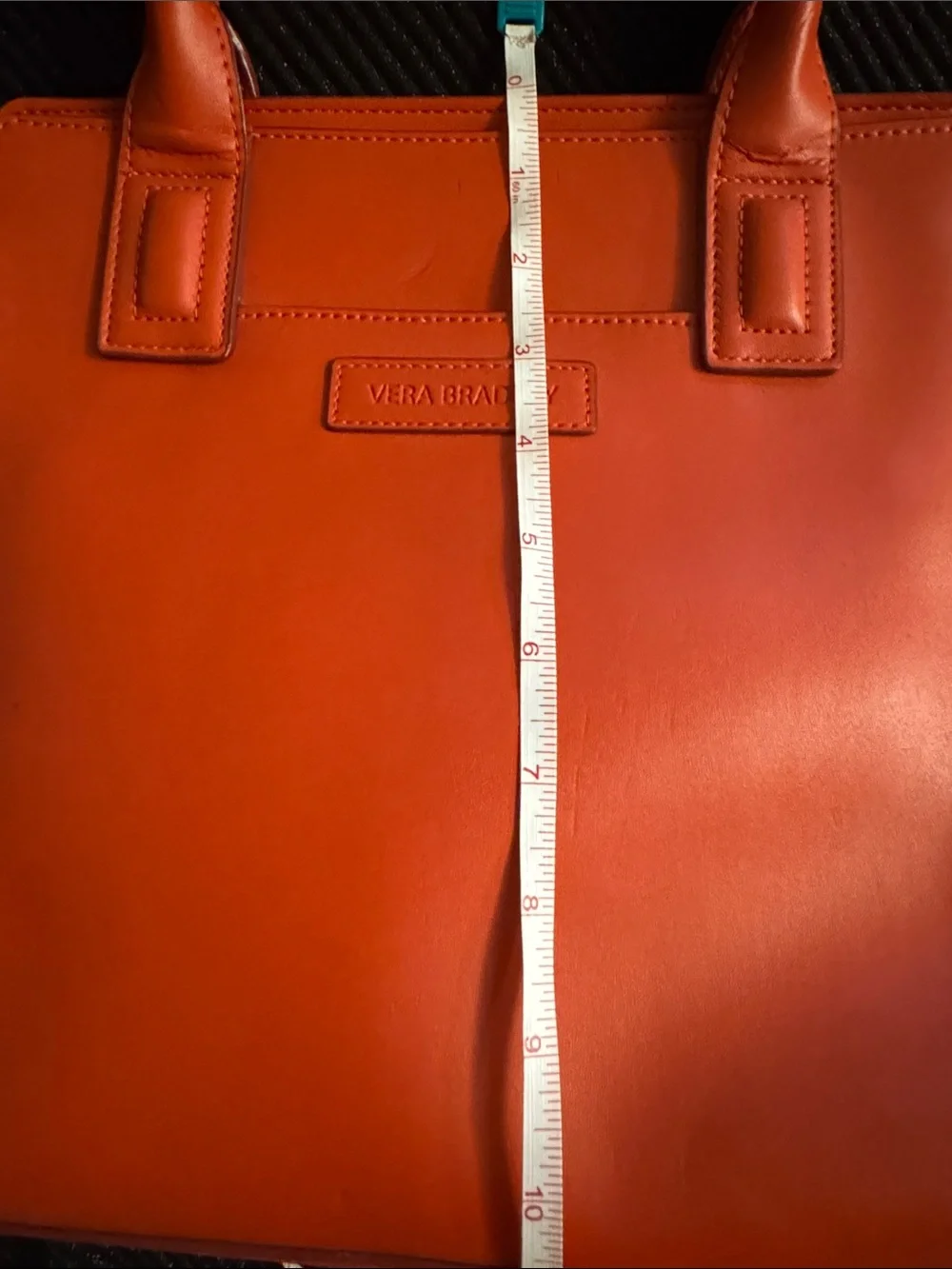 Orange Vegan Leather Tote Handbag -